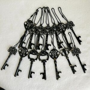 Lot 14 Ornate Antique Style Skeleton Key Bottle Opener Antiqued Brass Tone Gift